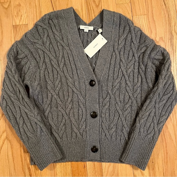 Vince Interlocking Cable Cardigan NWT